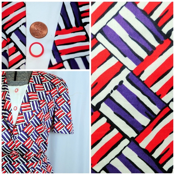 VTG 80s Carlisle Check Stripe Cotton Skirt Set 8 - Picture 8 of 8